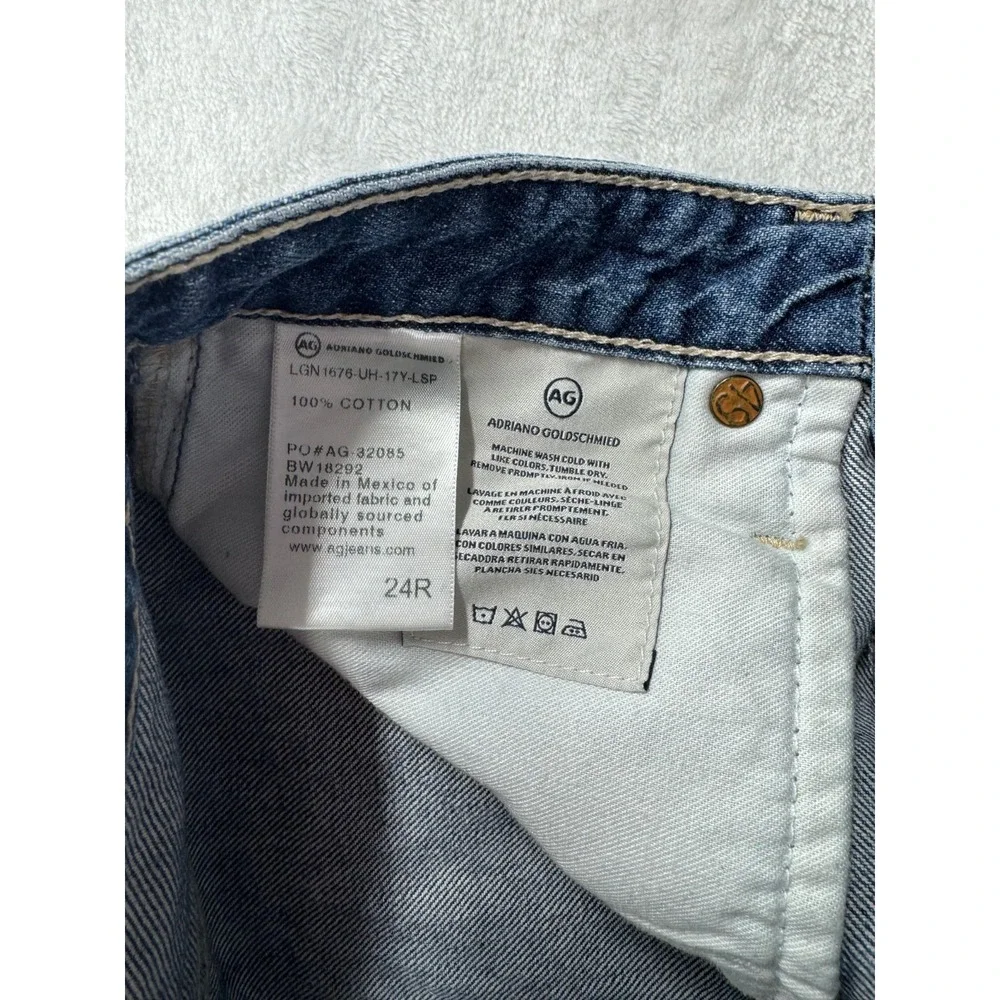 Adriano Goldschmied High Waist Taper Leg Jeans Women's Blue 24R Denim Distressed